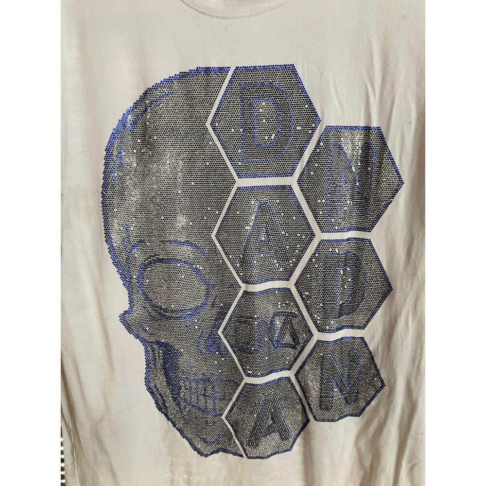 DNA Premium Wear, Large, Mens T-Shirt White Silver, Skull‎
